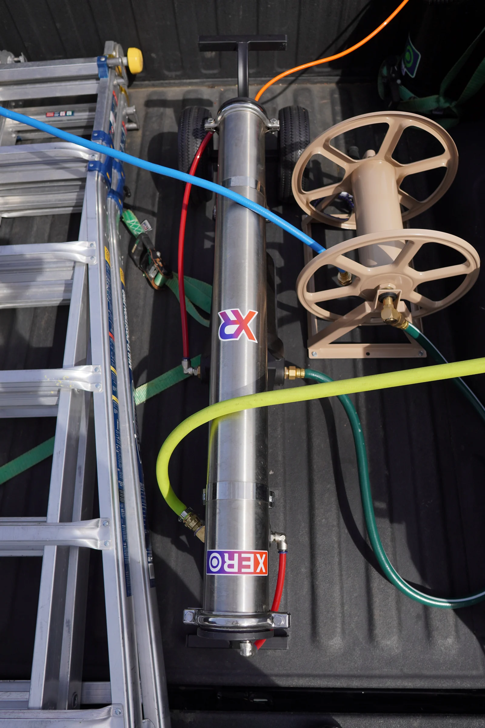 Pure water system and hose reel set up in the Tiger Clean truck
